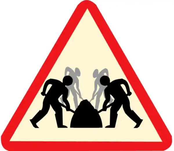 Uzlīme Uzmanību strādā kolektīvs brīdinājuma zīme