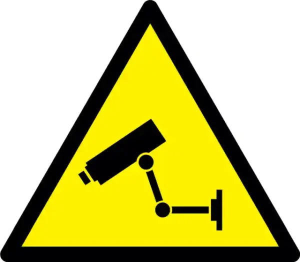 Uzlīme Uzmanību notiek videonovērošana dzeltena drošības zīme