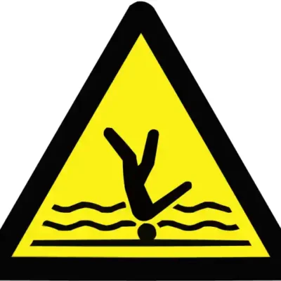 Uzlīme Uzmanību sekls ūdens dzeltena drošības zīme