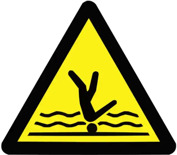 Uzlīme Uzmanību sekls ūdens dzeltena drošības zīme