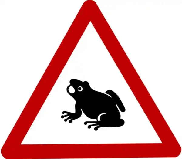 Uzlīme Uzmanību uz ceļa vardes brīdinājuma ceļazīme