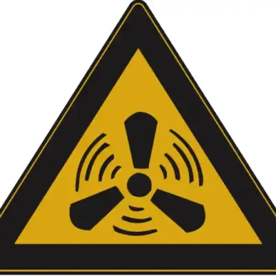 Uzlīme Uzmanību ventilators dzeltena darba drošības zīme