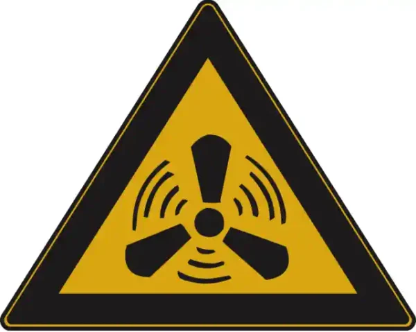 Uzlīme Uzmanību ventilators dzeltena darba drošības zīme