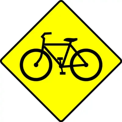 Uzlīme Velosipēds dzeltena rombveida zīme