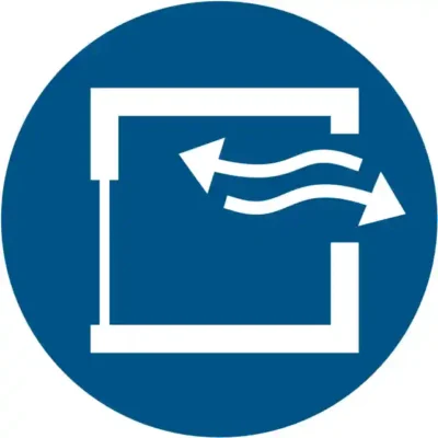 Uzlīme Ventilēt nepārtraukti ISO 7010 rīkojuma zīme