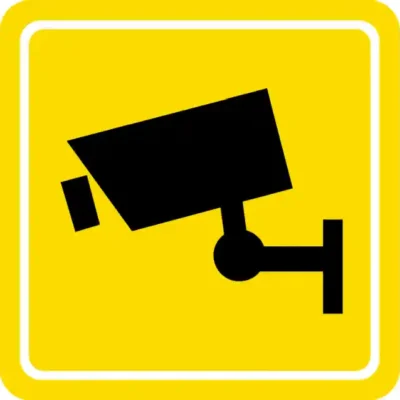 Uzlīme Uzmanību tiek veikta videonovērošana brīdinājuma zīme