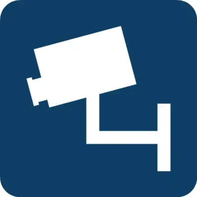 Uzlīme Uzmanību tiek veikta videonovērošana brīdinājuma zīme