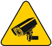 Uzlīme Uzmanību tiek veikta videonovērošana brīdinājuma zīme